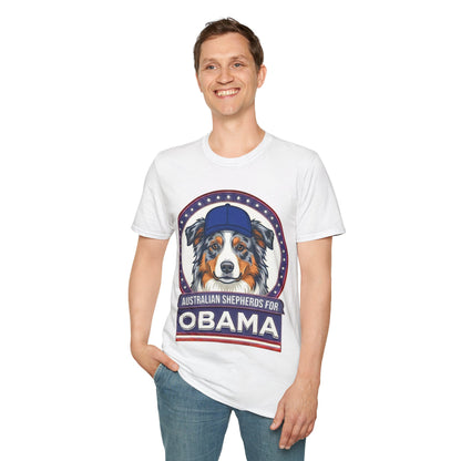 Australian Shepherds for Obama T-Shirt — Political Pro-Australian Shepherd Graphic Tee
